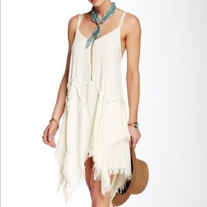 Free People Shredded Slip Dress in ivory